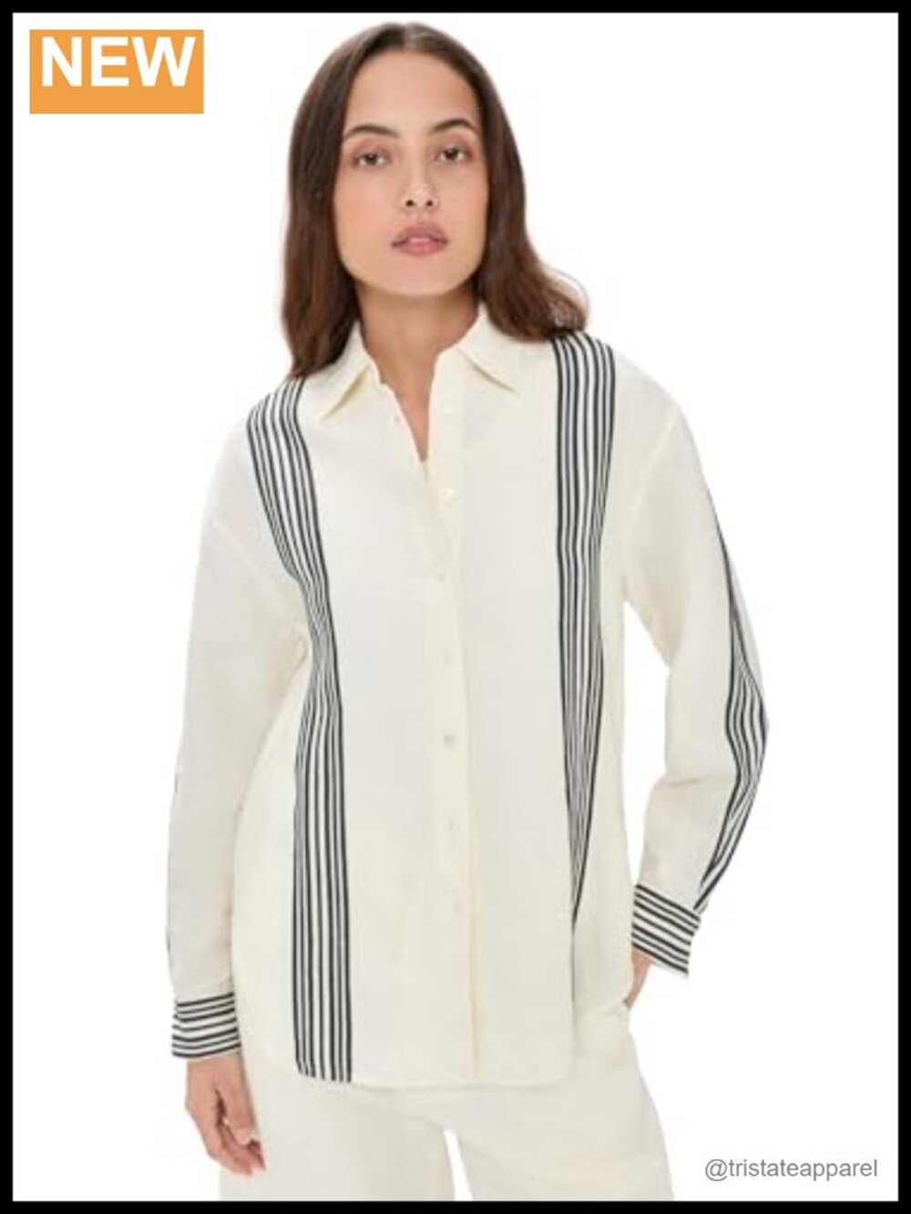 Madewell Easy Linen Shirt Women's Button Down Collared Long Sleeve Striped